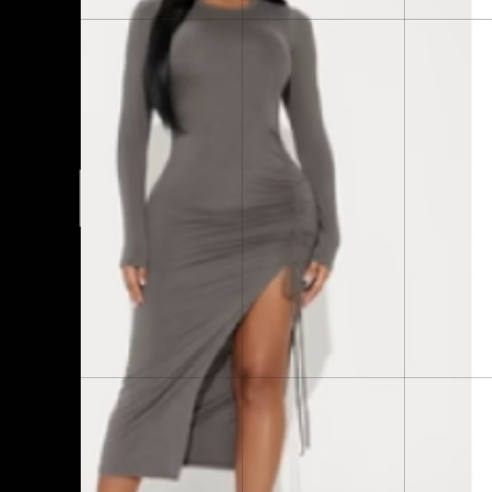 Fashion Nova Charcoal Long Sleeve Dress